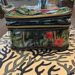 Two section cosmetic bag by Taylor Brooke New York.
